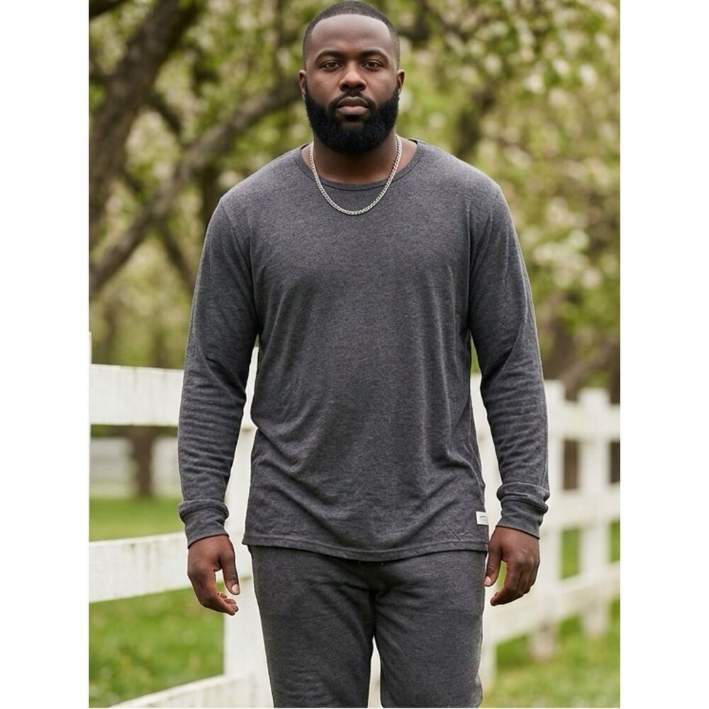 NWT Kinetix Casual Luxury Men’s Black Heather Long Sleeve Lightweight - Size XXL